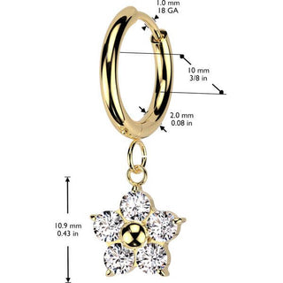 Boucle d'Oreille fleur zircone pendentif