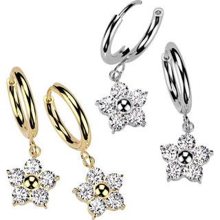 Earring flower zirconia dangle