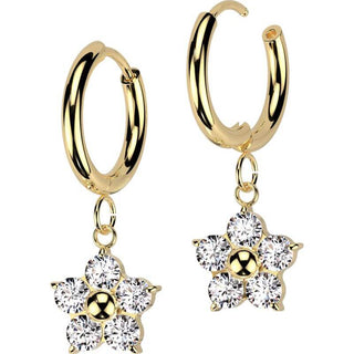 Earring flower zirconia dangle