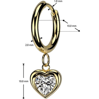 Finger Ring heart zirconia dangle