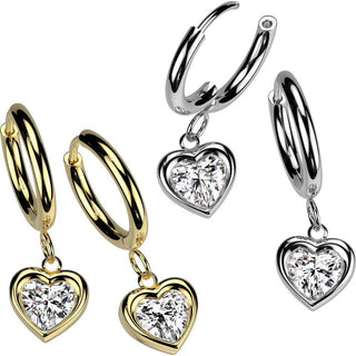 Finger Ring heart zirconia dangle
