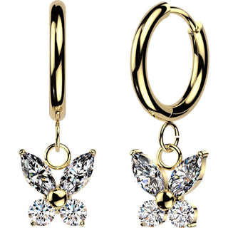 Earring Marquise Round Zirconia Butterfly Dangle 1 Pair