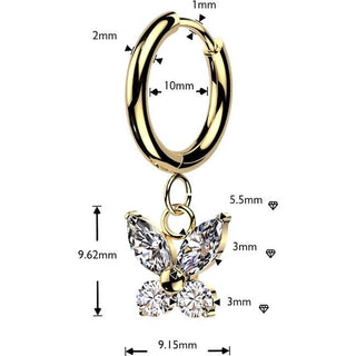 Earring Marquise Round Zirconia Butterfly Dangle 1 Pair