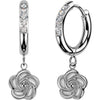 Earring Flower Dangle Zirconia 1 Pair