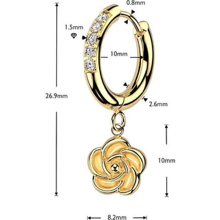 Earring Flower Dangle Zirconia 1 Pair