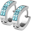 Earring 316L Lined Set Crystals Front Oval Shape Hoop Huggie Earrings 1 Pair Clicker