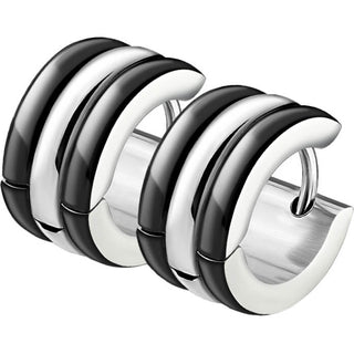 Earring 316L Triple Dome Hoop Huggie Earrings 1 Pair Clicker