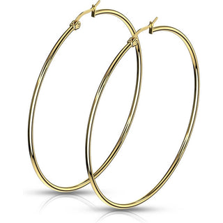 Hoop Earring 316L Gold IP Round Hoop Earrings 1 Pair