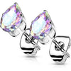 Stud Earring 316L Teardrop Cubic Zirconia Stud Earring 1 Pair