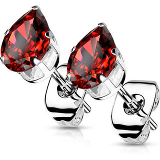 Stud Earring 316L Teardrop Cubic Zirconia Stud Earring 1 Pair