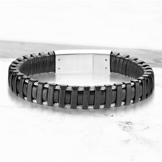 Bracelet Noir Argent Aimant