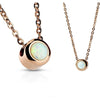 Necklace 316L Pendant with Chain IP Plated Bezeled White Opal Set