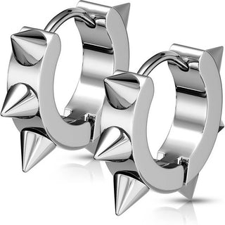 Earring 316L IP Hoop Earring with Spikes 1 Pair Clicker