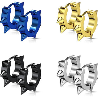 Earring 316L IP Hoop Earring with Spikes 1 Pair Clicker