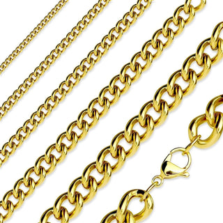 Necklace 316L Gold Plated Curb Chain Necklaces