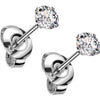 Titanium Stud Earring Titan Earring Studs Press Cut Martini Setting Cubic Zirconia 1 Pair