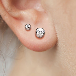 Titanium Stud Earring Titan Earring Studs Bezel Setting Cubic Zirconia 1 Pair