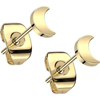 Titanium Stud Earring Titan Earring Stud Flat Crescent Moon Shaped Top 1 Pair