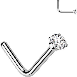 Titanium Nose L-Shape Zirconia Round Silver