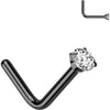 Titanium Nose L-Shape Zirconia Round Silver