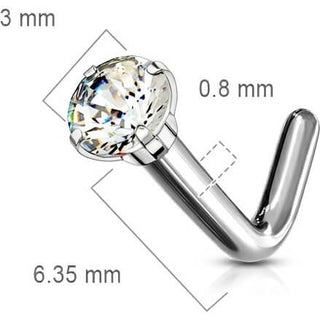 Titanium Nose L-Shape Zirconia Round Silver