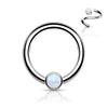 Titanium Ring Ball Flat Opal Silver Bendable