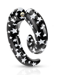 Faux Plug Spirale étoiles noires