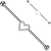 Titanium Industrial Barbell heart zirconia Internally Threaded