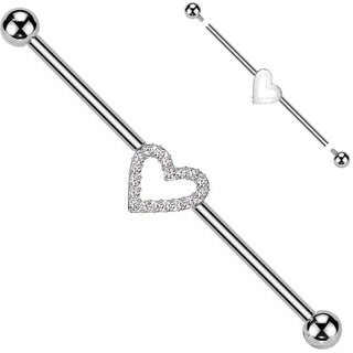 Titanium Industrial Barbell heart zirconia Internally Threaded