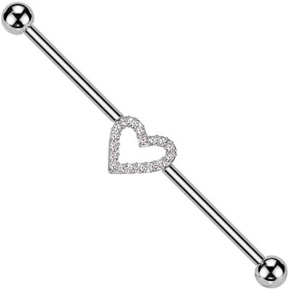 Titanium Industrial Barbell heart zirconia Internally Threaded