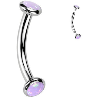 Titanium Curved Barbell zirconia opal Internally Threaded