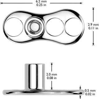 Titanium Dermal Anchor 2mm rise 3 holes zirconia flat top Internally Threaded