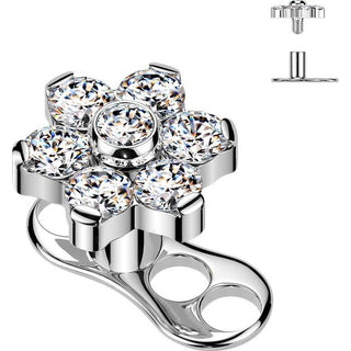 Titanium Dermal Anchor 3 hole flower zirconia Internally Threaded