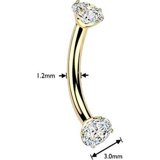 Titanium Curved Barbell zirconia gold PVD coating Internally Threaded