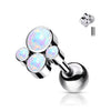 Titanium Barbell 4 Opal Flat Silver Internally Threaded