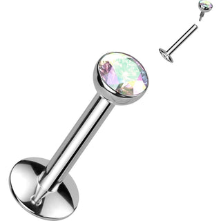 Titanium Labret Zirconia Silver Internally Threaded