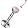 Titanium Labret Zirconia Silver Internally Threaded