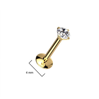 Titanium Labret Zirconia Internally Threaded