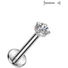 Titanium Labret star zirconia prong setting Internally Threaded