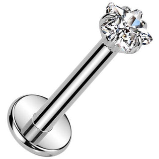 Titanium Labret star zirconia prong setting Internally Threaded