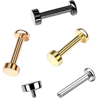 Titanium Labret Flat Round Internally Threaded