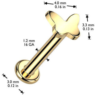 Titane Labret papillon Filetage Interne