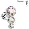 Titanium Labret 3 Zirconia Flat Silver Internally Threaded