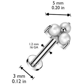 Titane Labret 3 perles en serti triangle Filetage Interne