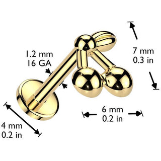 Titane Labret cerises Filetage Interne