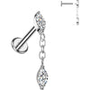 Titanium Labret chain dangle zirconia Internally Threaded