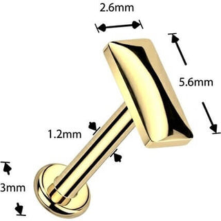 Titanium Labret rectangle Internally Threaded