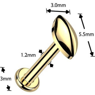 Titanium Labret rounded marquise Internally Threaded