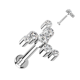 Titane Labret Tourbillon Zircone Filetage Interne