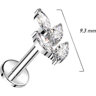 Titanium Labret Vine Zirconia Internally Threaded